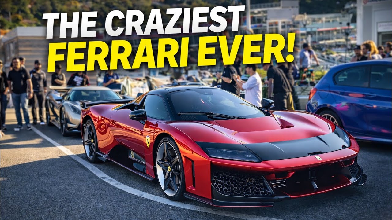 The Brand New Ferrari F80 of Leonardo Maria Del Vecchio in Front of his Mega Yacht in Monaco