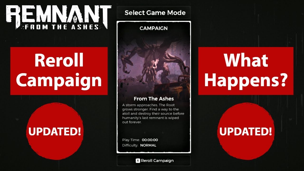 REMNANT FROM THE ASHES | REROLLING CAMPAIGN | WHAT HAPPENS? | UPDATED | [HD] [PC]
