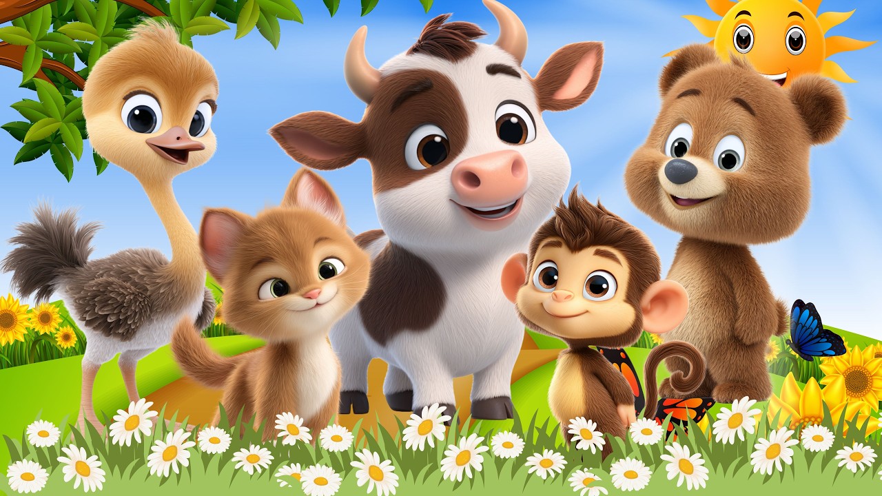 Cute Little Animals: Cow, Ostrich, Bear, Monkey, Cat, Dog,...&ndash; Animal Video