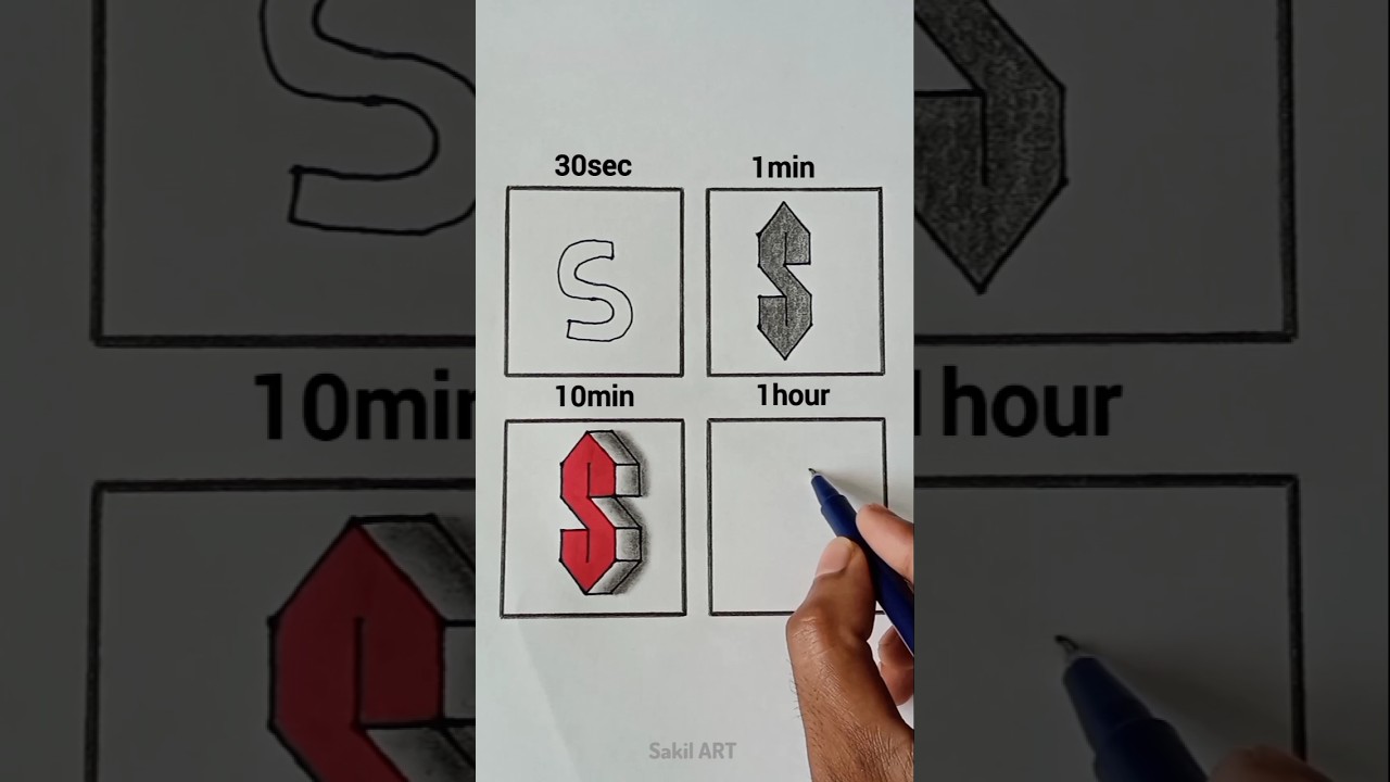 How to Draw 3d Letter S 🤩✨ #creative #drawing #artist #shorts