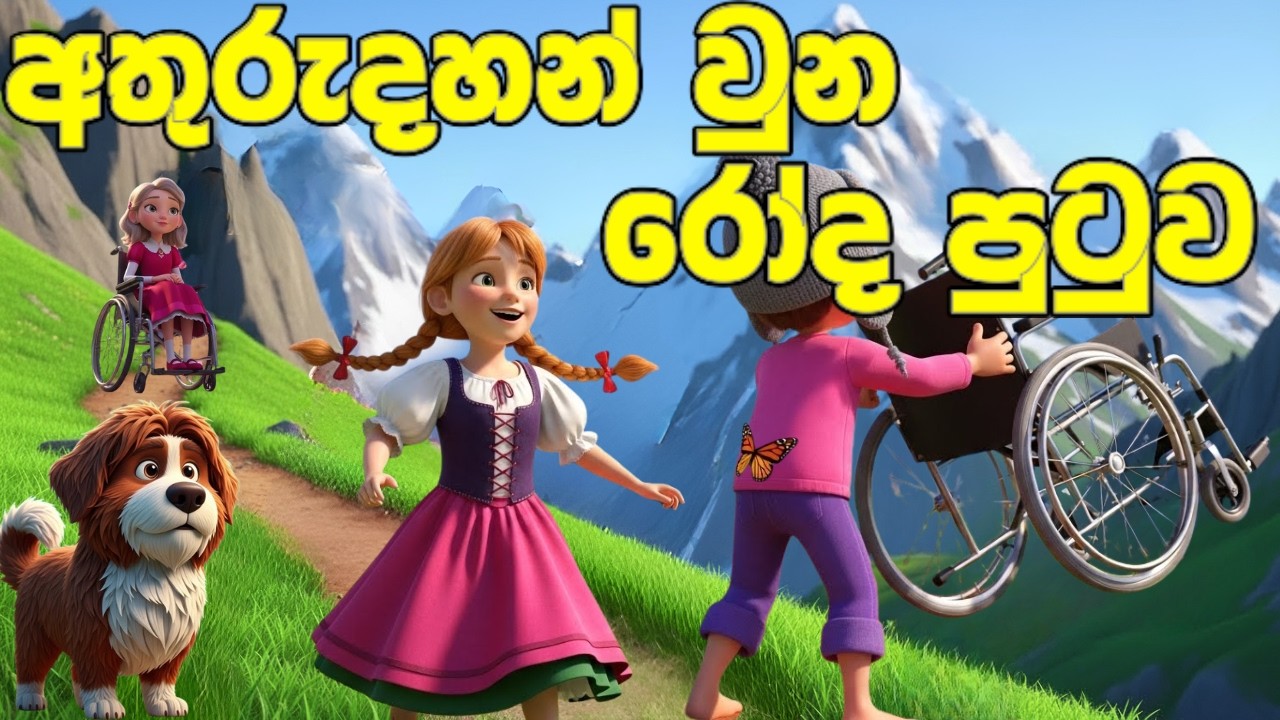 රෝද පුටුව කන්දෙන් පහළට තල්ලු කළේ කවුද, | sinhala cartoon | sinhala lama kathandara