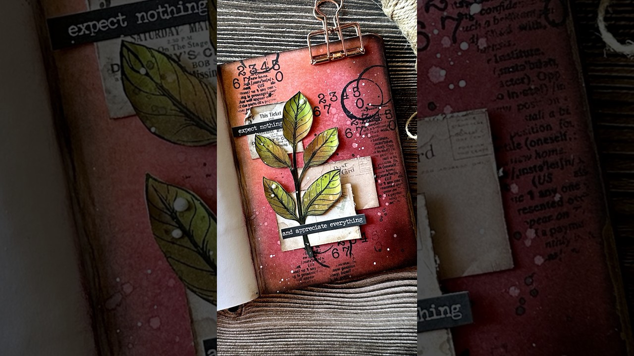 mini art journal- autumn leaf 🍁 #asmr #artjournal