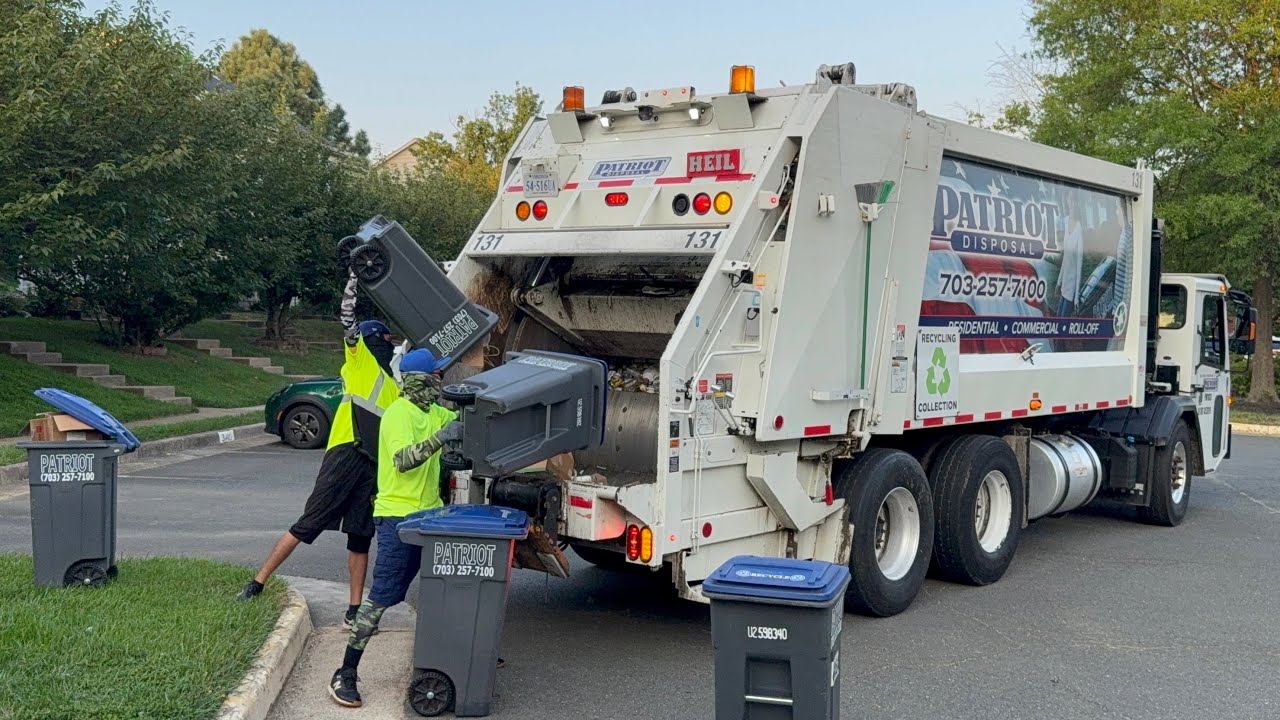 Patriot Disposal Battle Garbage Truck Flying Through Condo Recycling 