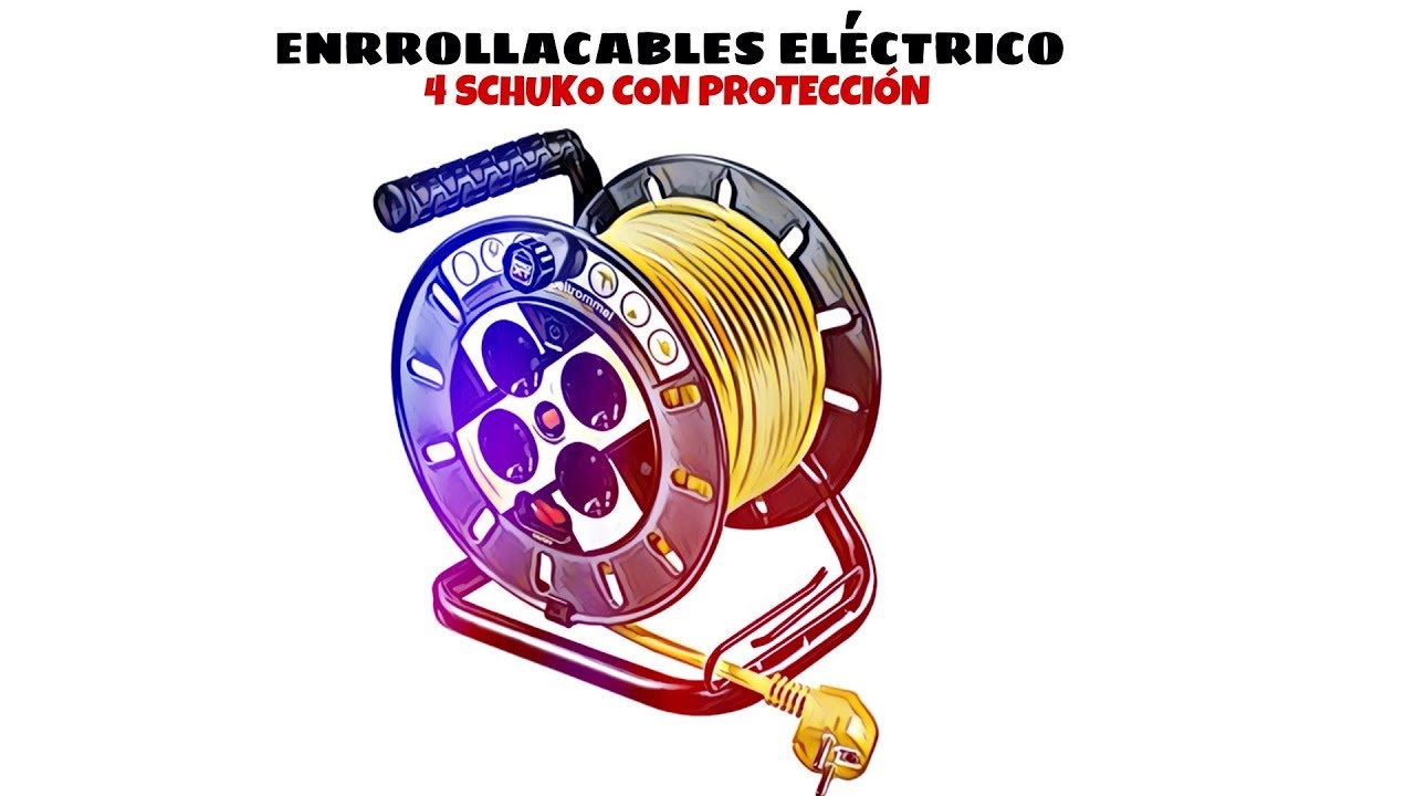 Enrollacables electrico de 4 schuko con proteccion 25 Metros Verde distribuido por CABLEPELADO &reg;