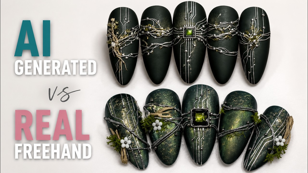 AI vs Freehand — Recreating an AI Nail Design in Real Life