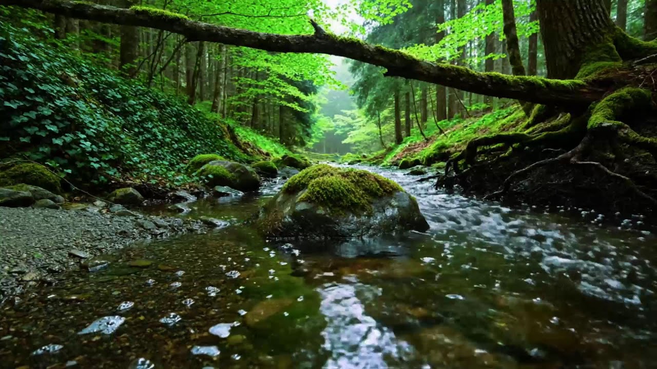 Calming Forest Ambience 🌿 River Flowing Birds Chirping in Hidden Forest Ambience for Rest Medicine