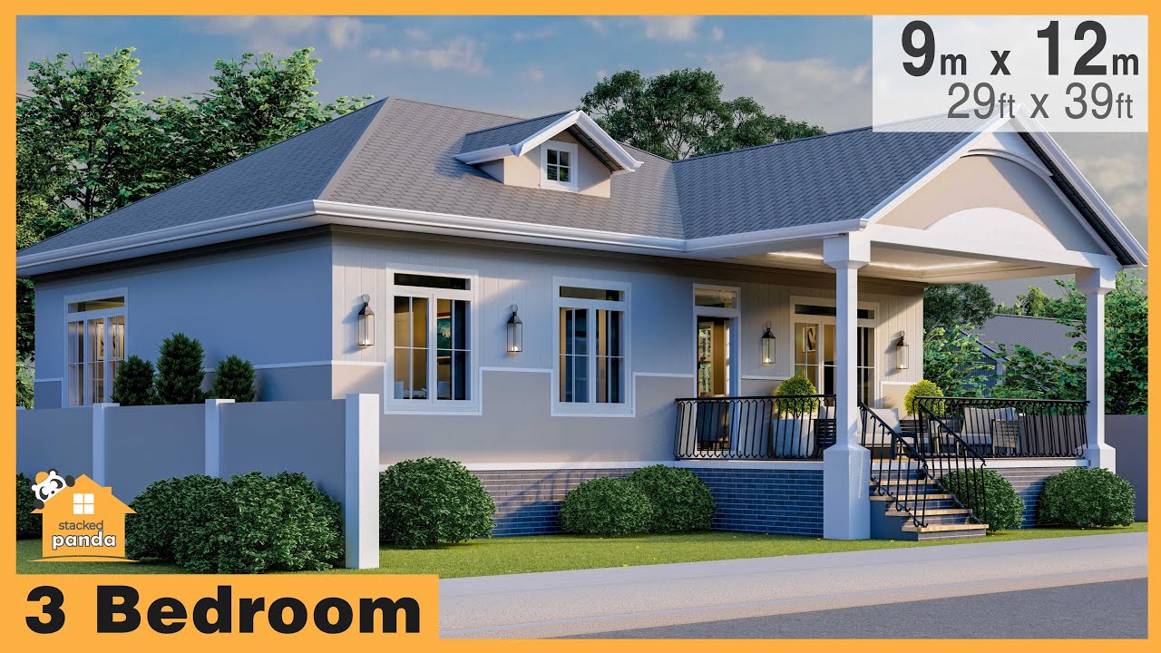Low Cost Luxury | 3 Bedroom | 9 x 12 meters (29by 39ft) Modern House Design 108sqm