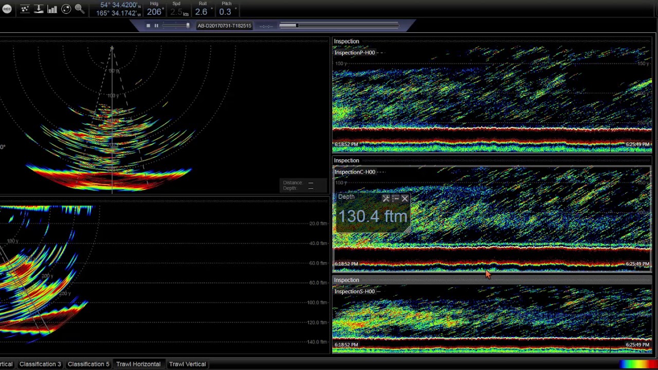 Simrad SN90 searching for scattered fish