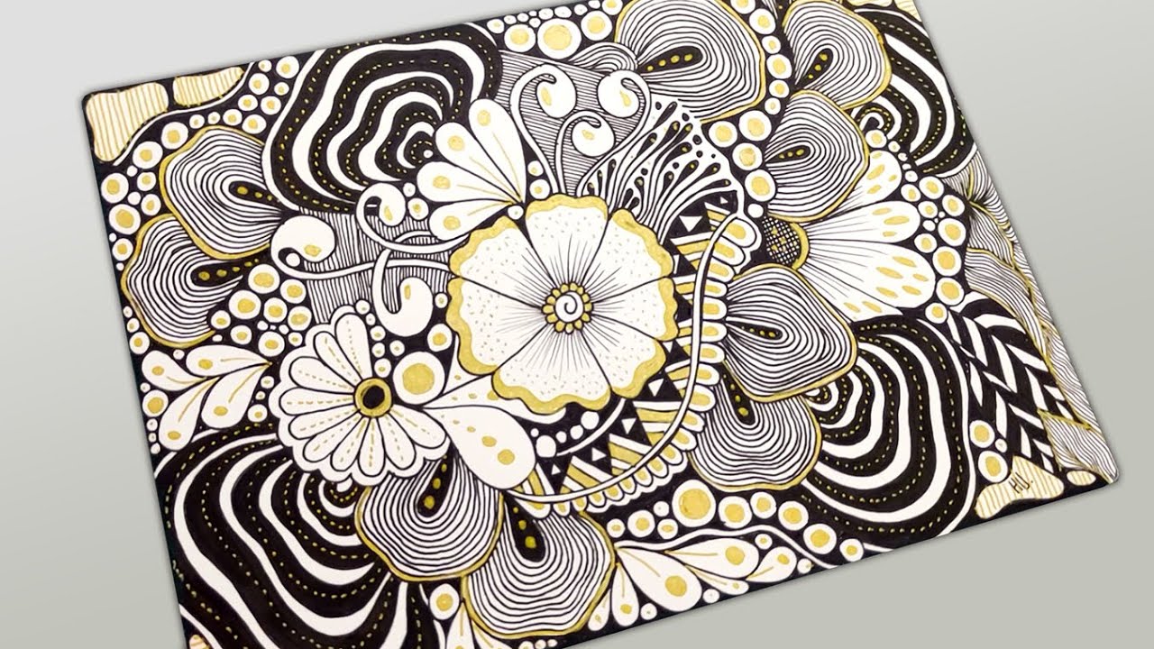 Two Color Zentangle Art | Simple & Creative Zentangle Patterns