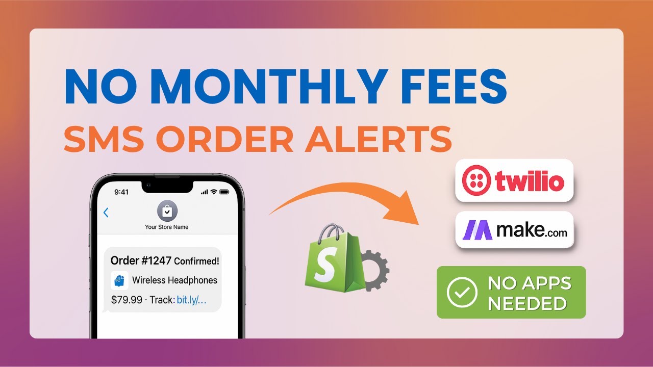 How to Send SMS Notifications for Shopify Orders Without Monthly Add-Ons | Twilio & Make
