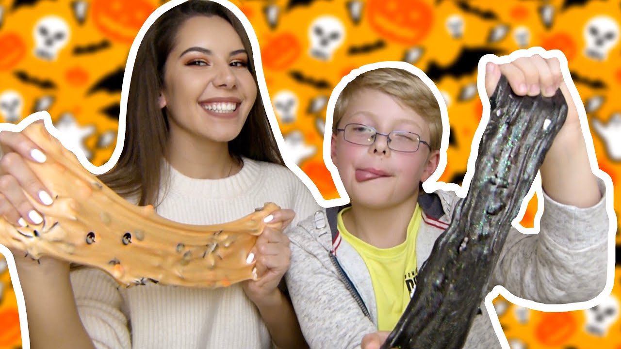 HALLOWEEN SLIME CHALLENGE - Mit meinem kleinen Cousin! | Valeria Greb