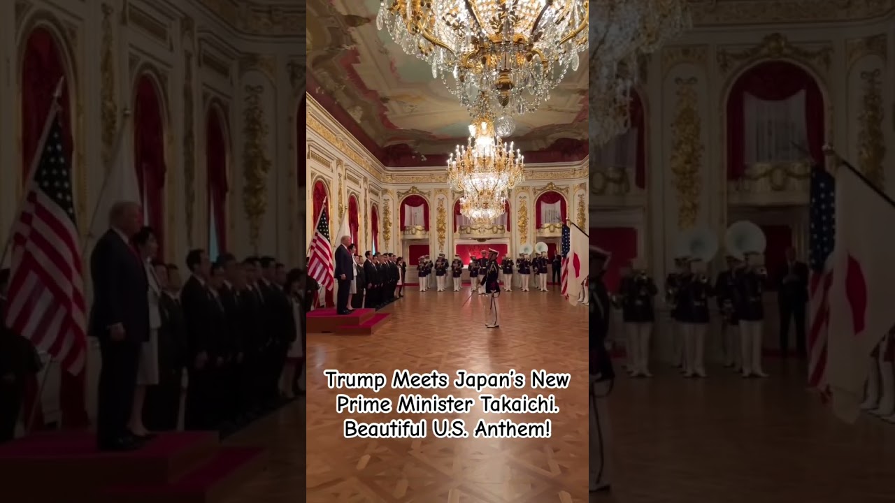 Trump Meets Japan&rsquo;s New Prime Minister Takaichi. Beautiful U.S. Anthem #tokyo #news #trip #usa