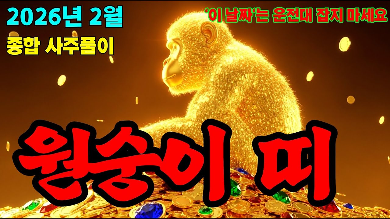 사주풀이 원숭이띠 2월 운세 이날짜는 절대 운전하지 마세요 #내면의운세 #오늘의운세 #띠별운세 #2026년운세 #재물운 #횡재운