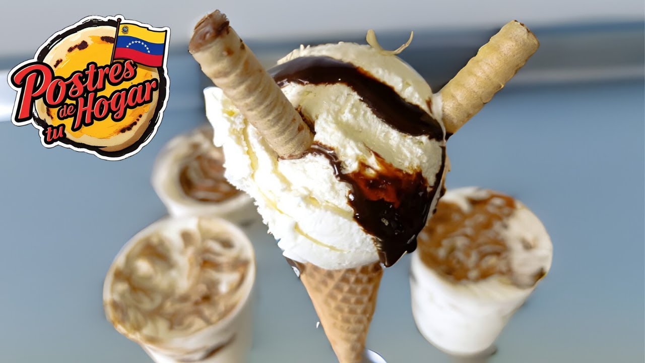 🍦 Helado de Vainilla Casero Fácil y Rápido con Sirop de Chocolate 🍫