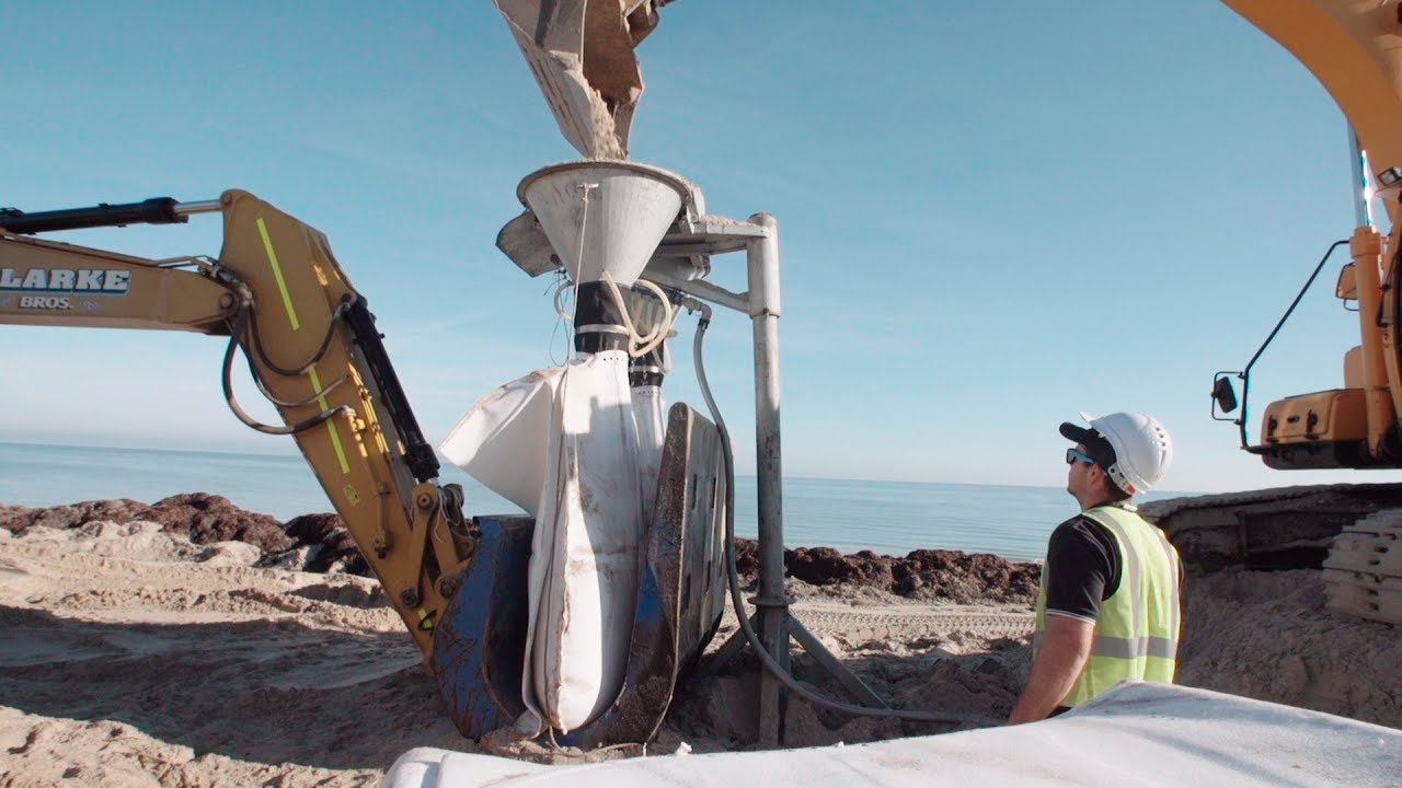 Elcorock sea wall revetment installation on Kingston Beach, SA