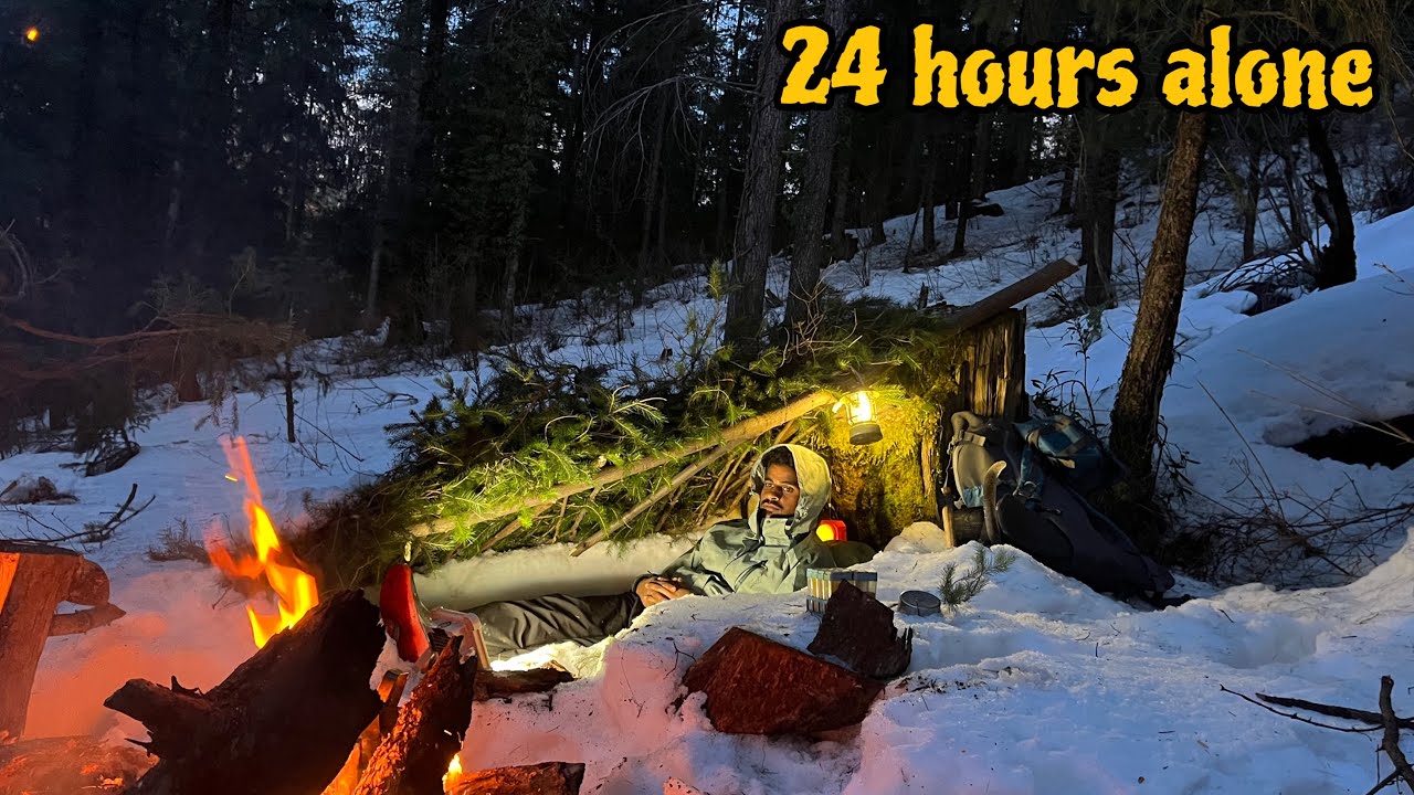 I Survived 24 Hours Alone in an Underground Snow Shelter ❄️