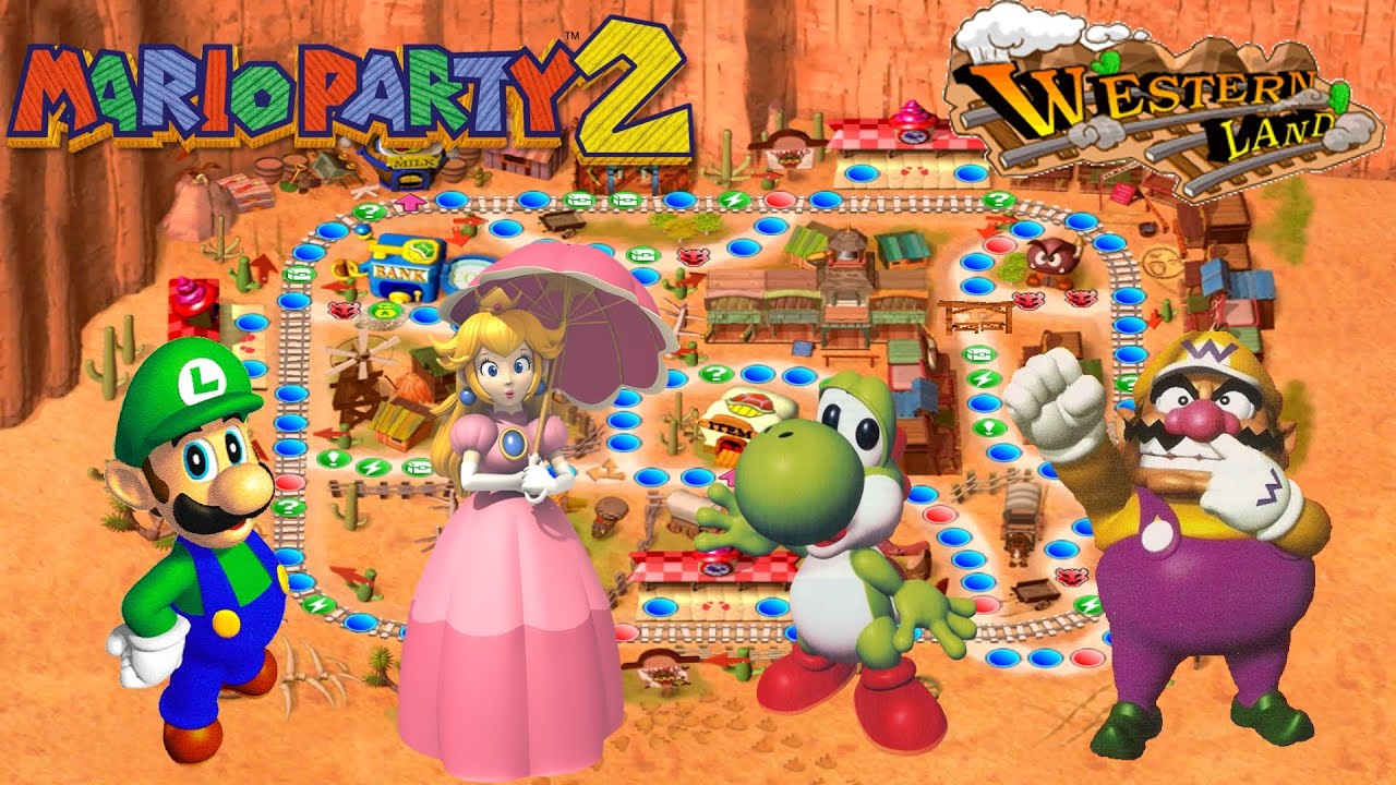 Mario Party 2 - Luigi vs Peach vs Yoshi vs Wario - Western Land