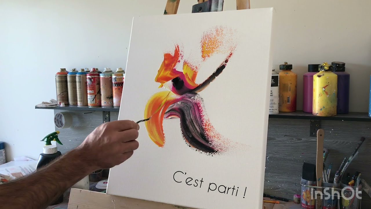 Démonstration de peinture acrylique abstraite