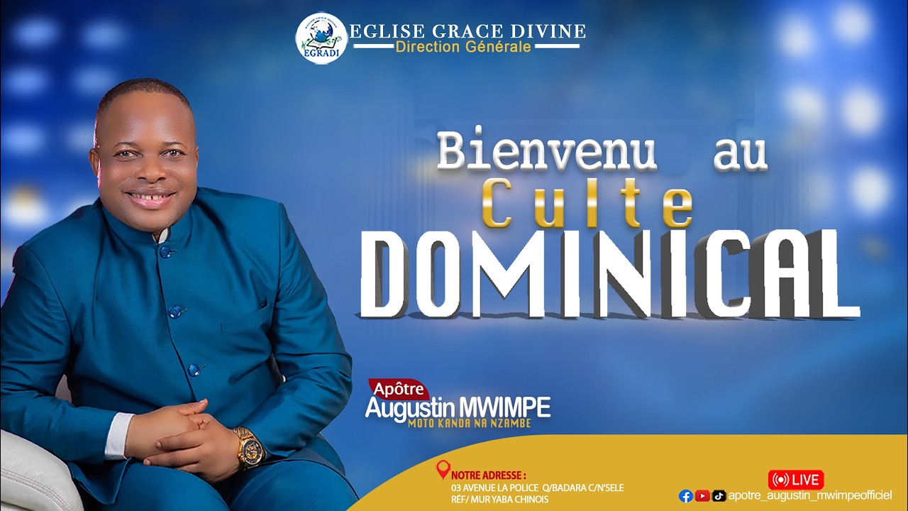 Direct: CULTE DOMINICAL, le 15 février 2026: L'HOMME DE DIEU APOTRE AUGUSTIN MWIMPE.