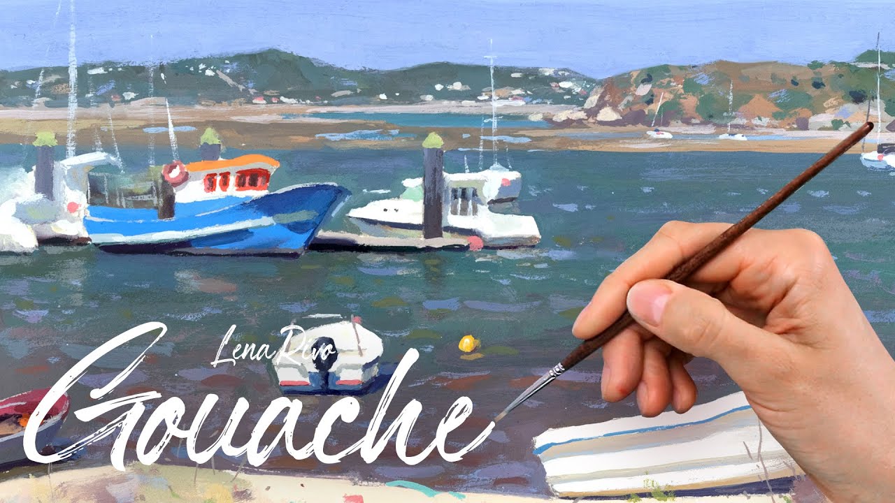 Painting Landscape with Gouache - Alvor, Low Tide - Gouache painting demo