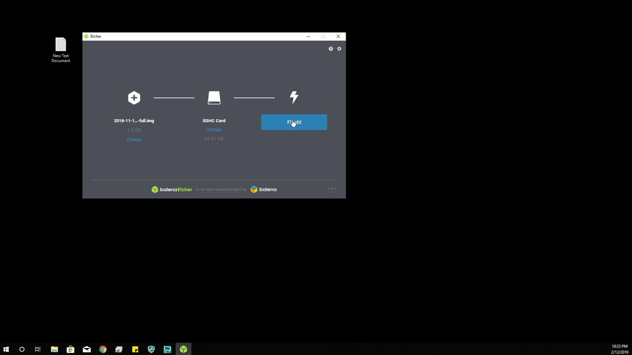 Burning IMG files to SD Cards with Etcher Windows 64-bit portable