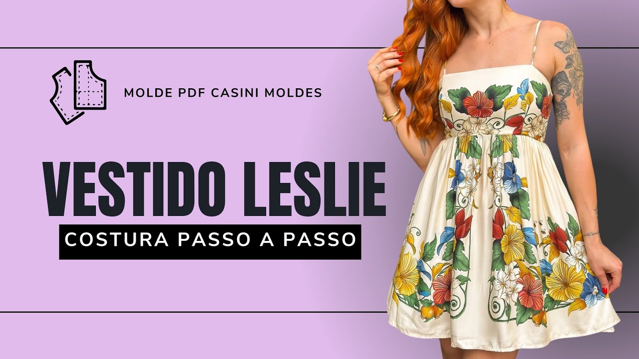 Tutorial da costura de Vestido alcinha com lastex nas costas ✨️ MOLDE PDF VESTIDO LESLIE