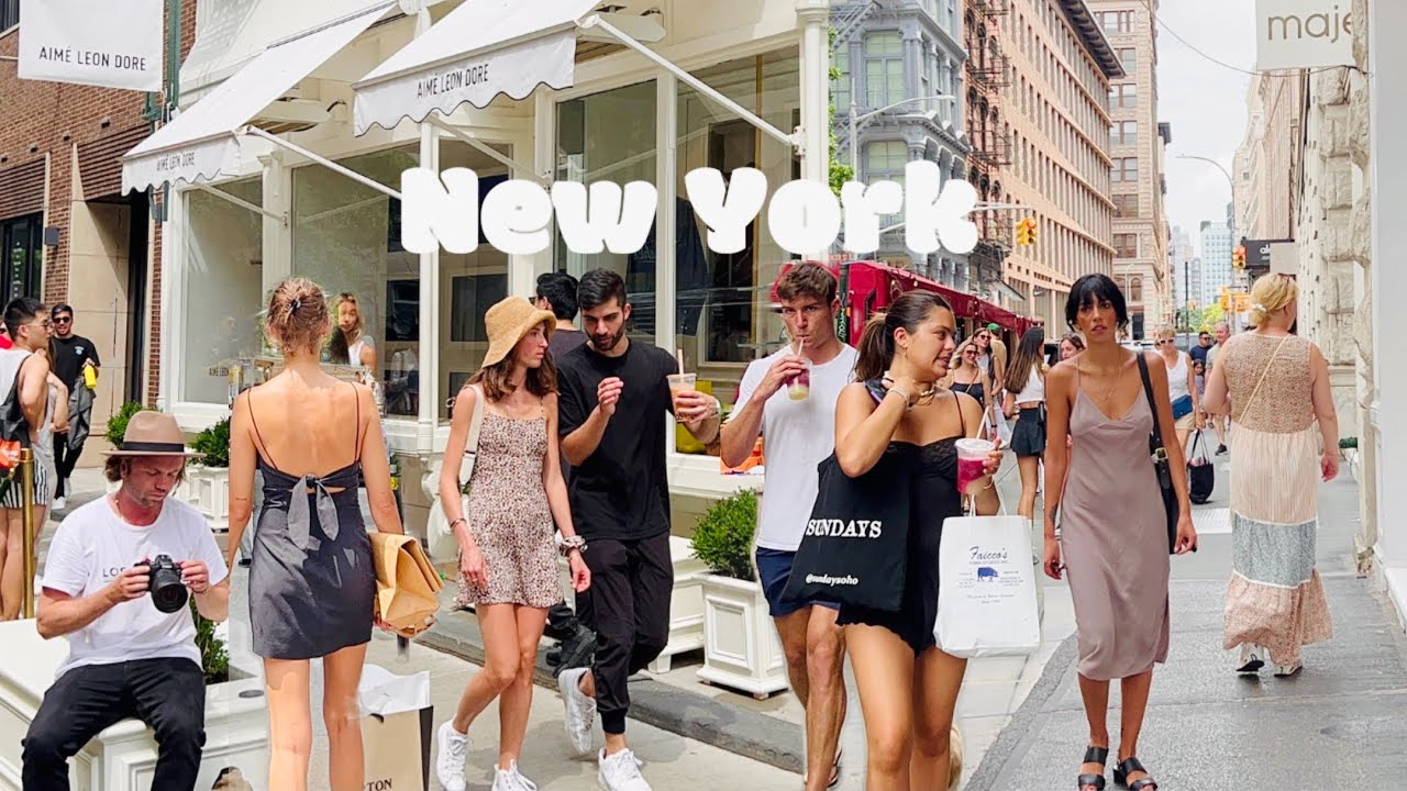 [4K]🇺🇸NYC Summer Walk🗽Hot Sunday in SoHo & NoLita of Manhattan😎🍧Softside Ice Cream | July 2022