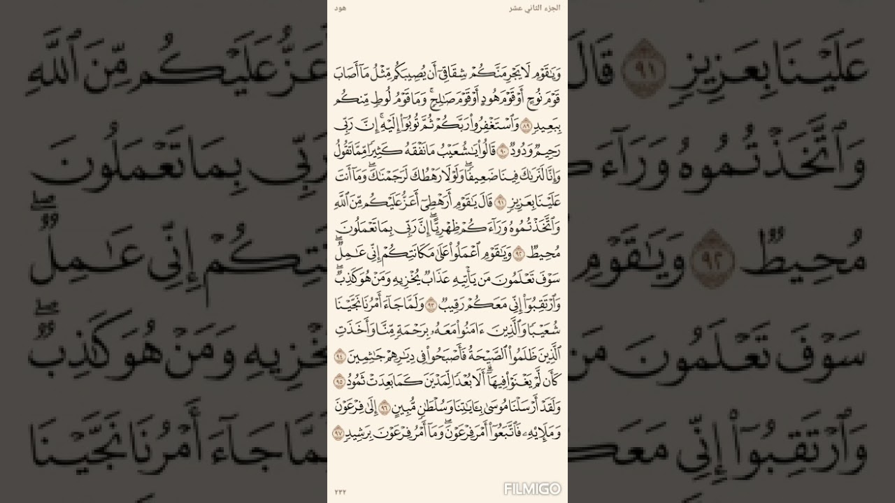تفسير السعدي صفحة 232 سورة هود من الاية (89) الى الاية (97)
