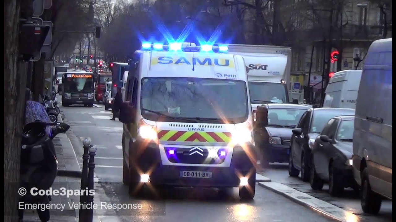 Ambulance SMUR [sir&egrave;ne am&eacute;ricaine] // EMS Ambulance with American siren