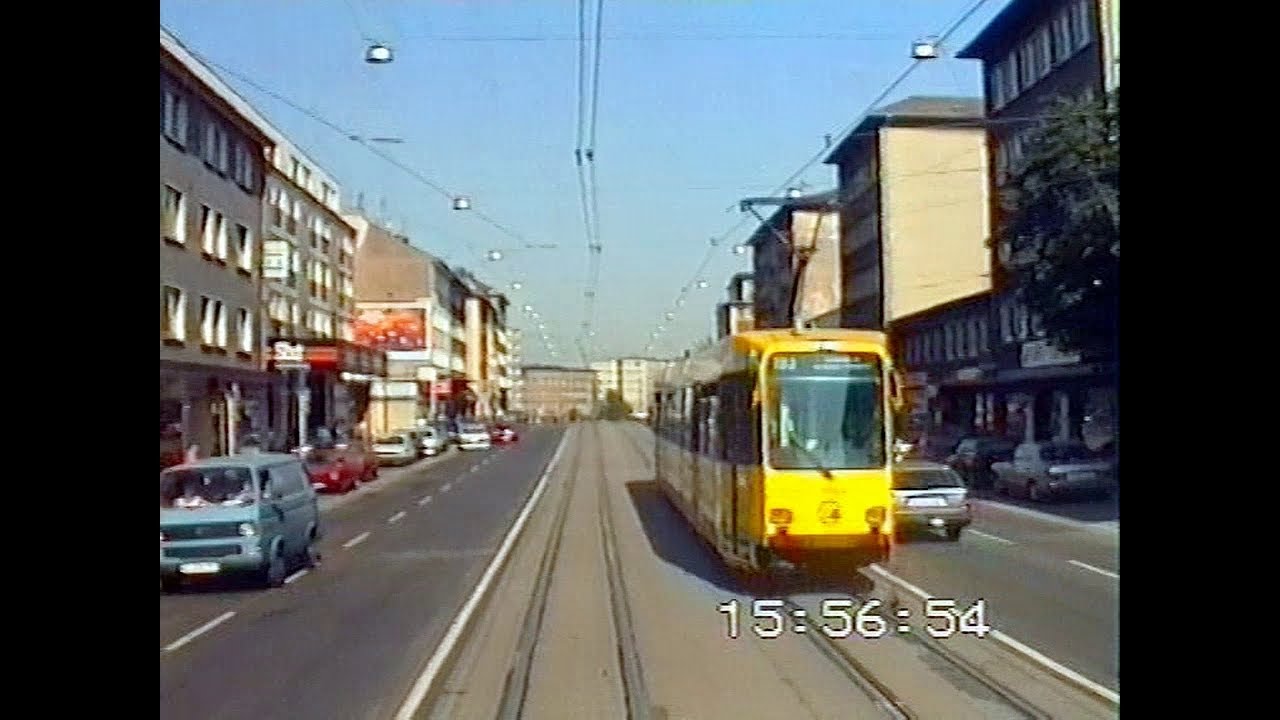 Fahrt mit der Essener Straßenbahnlinie 109 von Knappschaftskrankenhaus nach Frohnhausen 13.09.1991