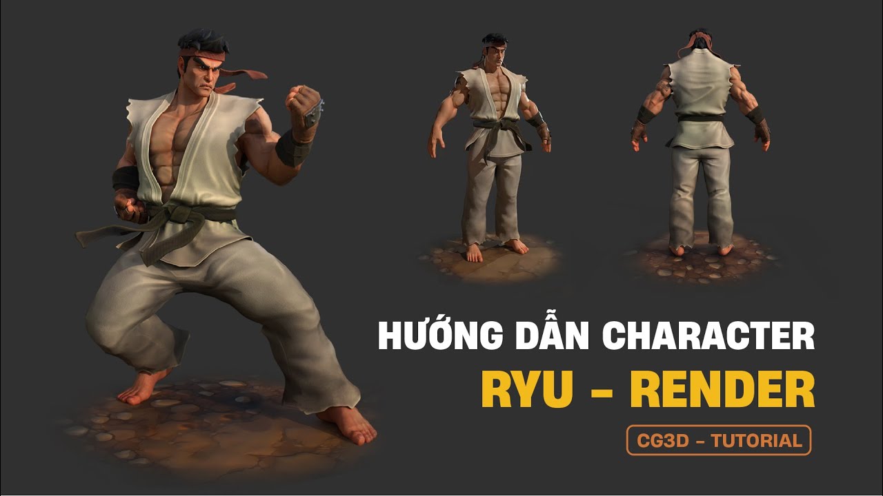 Tự học dựng nhân vật 3D Ryu (Street Fighter) | PART 14 | Render | CG3D TUTORIAL #ryu