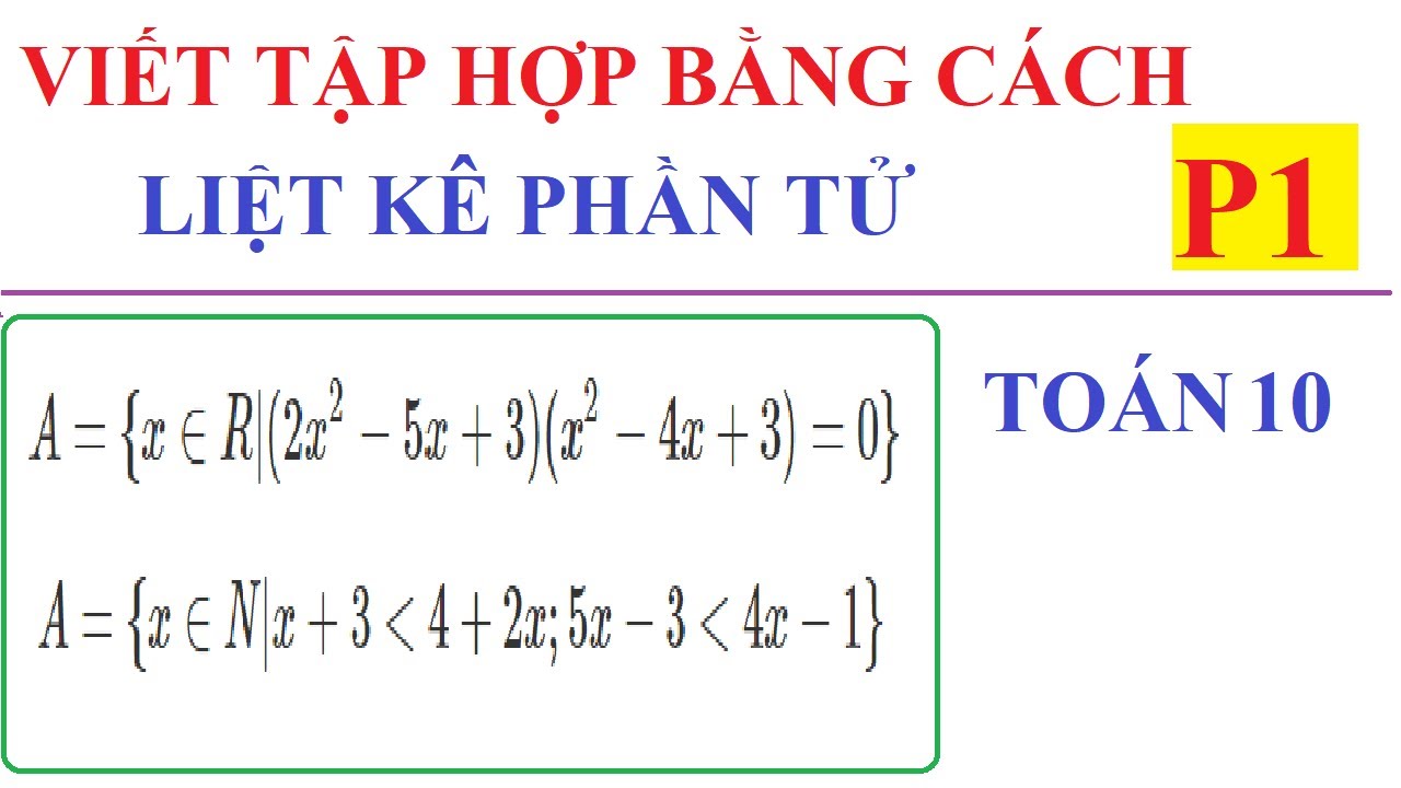 VIẾT TẬP HỢP BẰNG CÁCH LIỆT KÊ CÁC PHẦN TỬ - TOÁN 10-P1