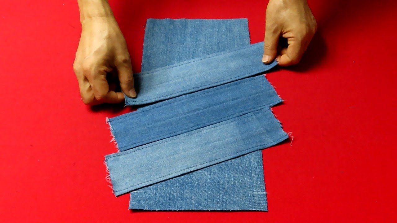 DIY" 원 포인트"만으로도 쉽게 "예쁜 토트백"을 만들 수 있어요!/"6 pcs" weaving tote bag. very easy/made of old jeans