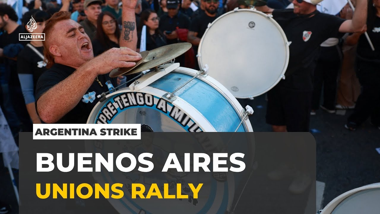 Argentina labour protests: Unions rally in Buenos Aires against Milei's reforms
