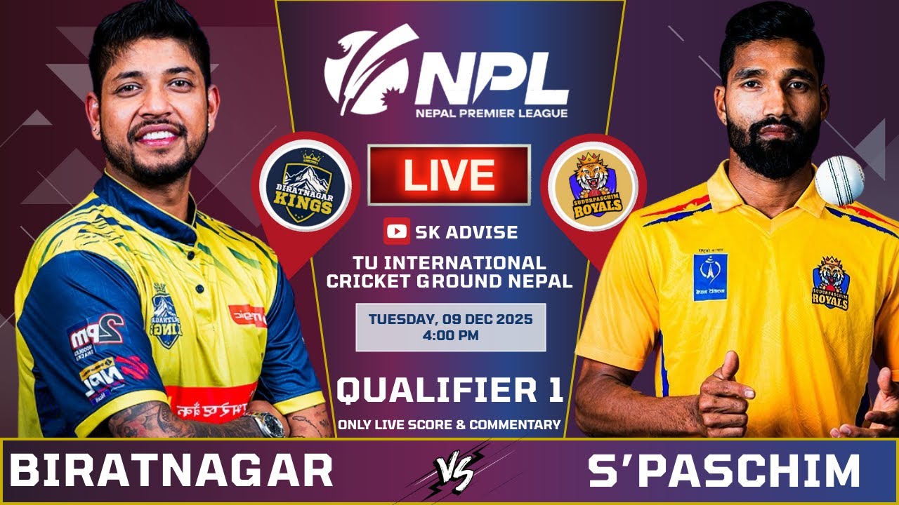 Sudurpaschim Royals Vs Biratnagar Kings Live Commentary & Score |  Npl 2025 | Qualifier 1| Sk Advise