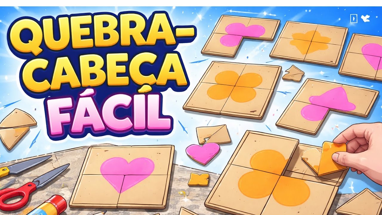 Como fazer um quebra - cabeça de formas geométricas usando papelão 