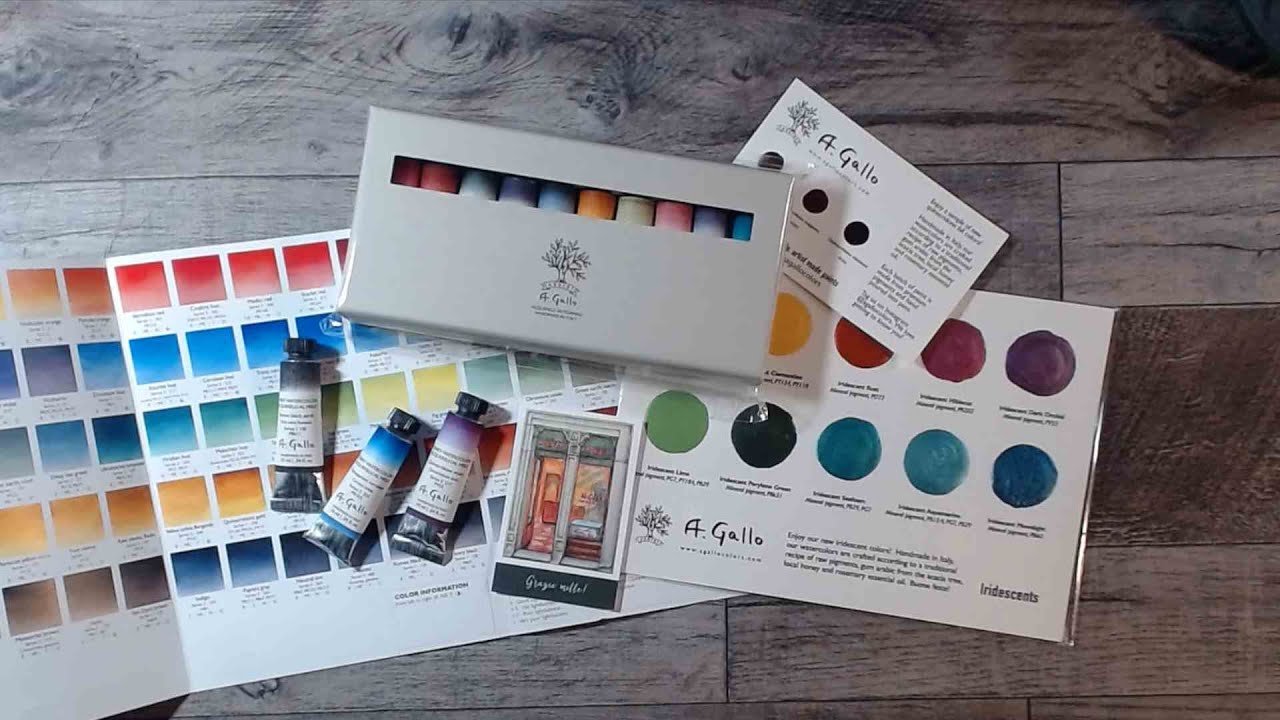 New (to me) A Gallo Watercolors, IN TUBES!! plus, some other art stuff on my desk