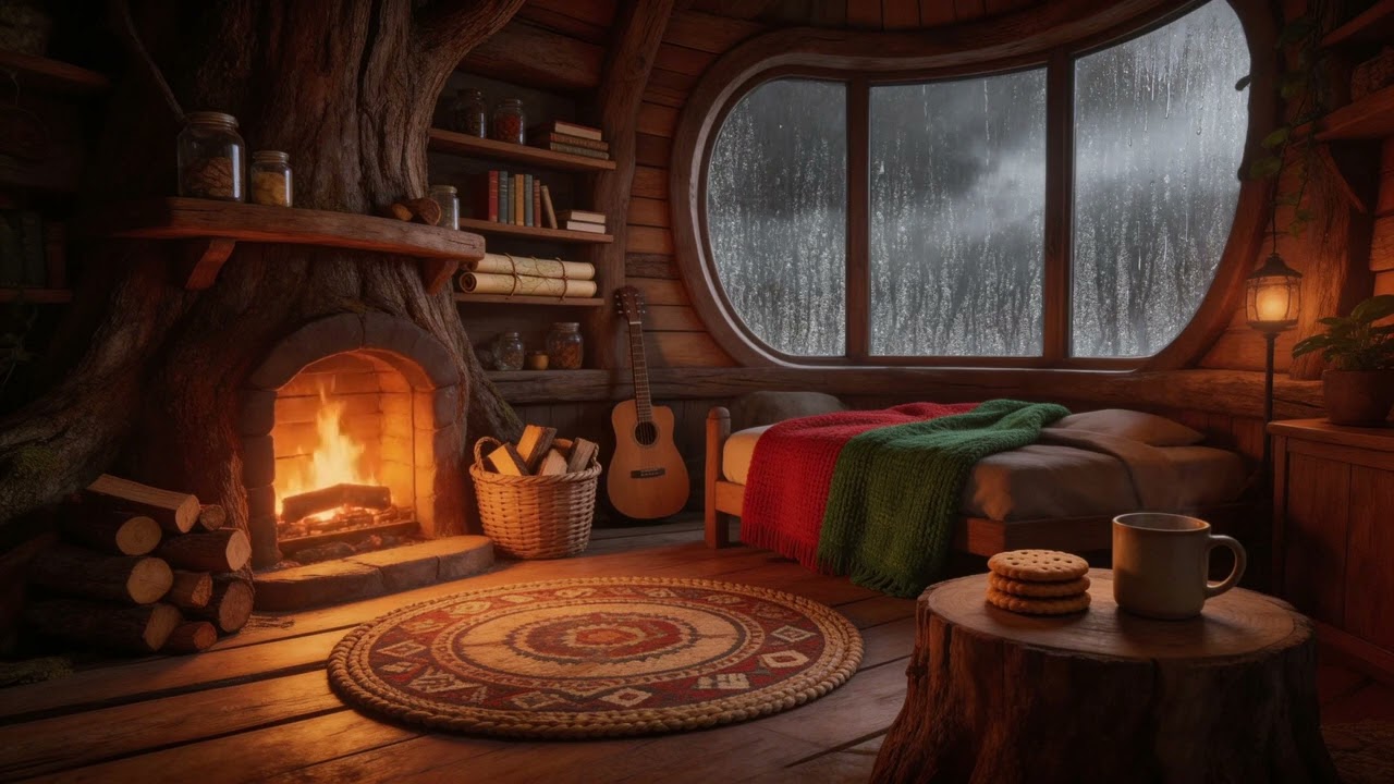Mellow Rain & Steady Fireplace | Restorative Audio for Deep Meditation
