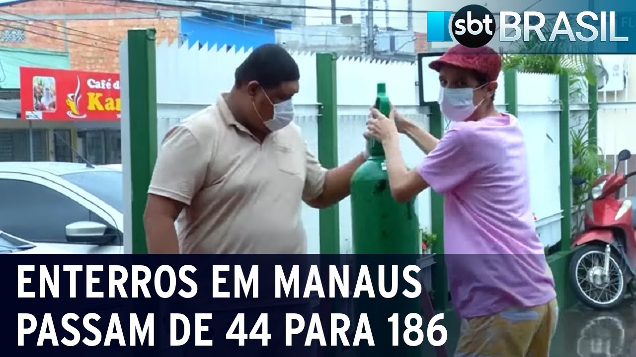 Pandemia faz número de sepultamentos quadruplicar em Manaus | SBT Brasil (15/01/21)