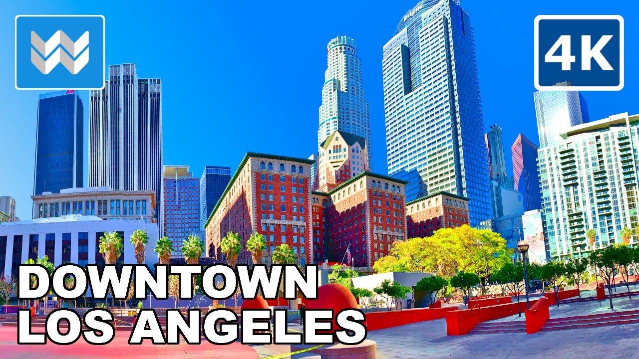 [4K] Downtown Los Angeles 2021 Walking Tour - Pershing Square - Farmers Market -Grand Central Market
