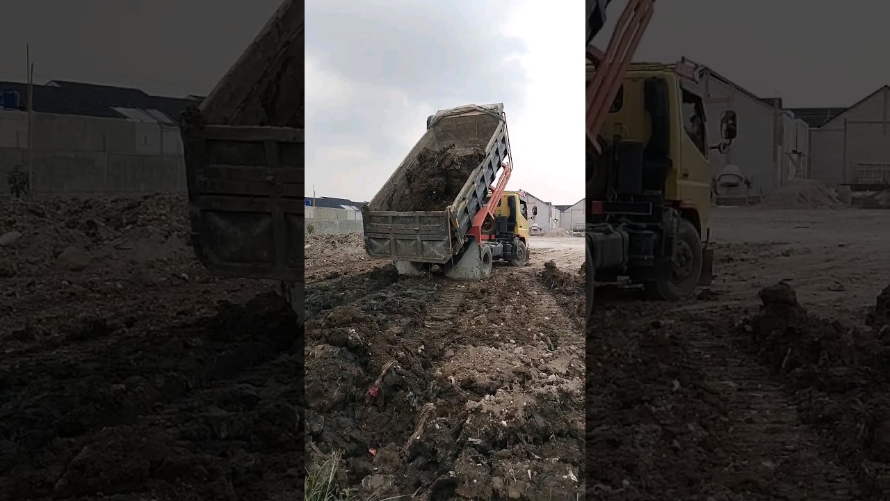 Truck Colt diesel unloading soil #trukcoltdiesel #truckunloading #dumptruck @SibueaBrothers
