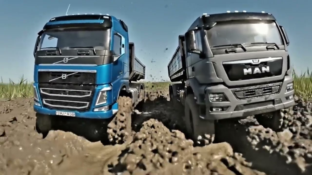 2 Giant RC Trucks Racing in Mud | Cinematic Off-Road Battle