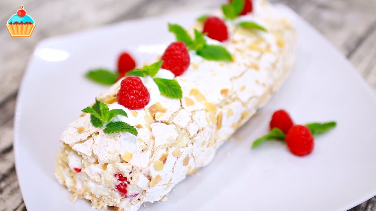 ШИКАРНЫЙ МЕРЕНГОВЫЙ РУЛЕТ С МАЛИНОЙ, ОРЕХАМИ И КОКОСОМ - ну, оОчень вкусный!
