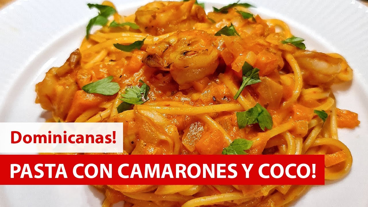 Como hacer PASTA con CAMARONES en SALSA de COCO 🍤🥥 [FACILISIMO] | Cocina Dominicana 🇩🇴