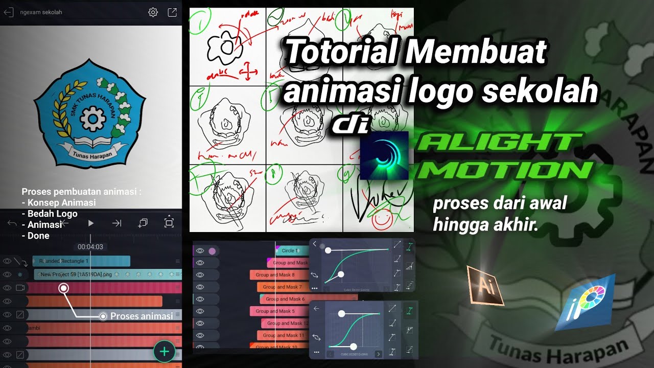 Tutorial membuat animasi logo sekolah di alight motion dari awal - animasi logo di alight motion