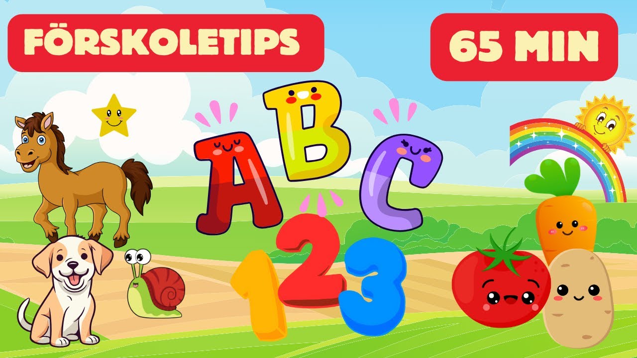 Lär dig ABC, Siffror, Färger, Djur & Grönsaker – Ord & Språkutvecklande Pedagogik För Små Barn!
