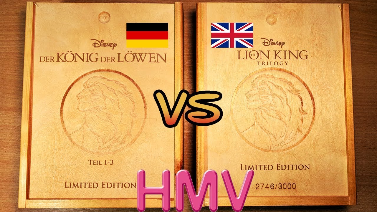 The Lion King HMV-exclusive blu-ray wooden box-sets - UK vs Germany