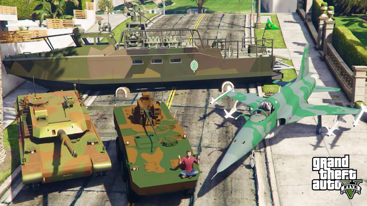 GTA 5 - Stealing Brazilian Military Vehicles with Michael! | (Real Life Cars) #110