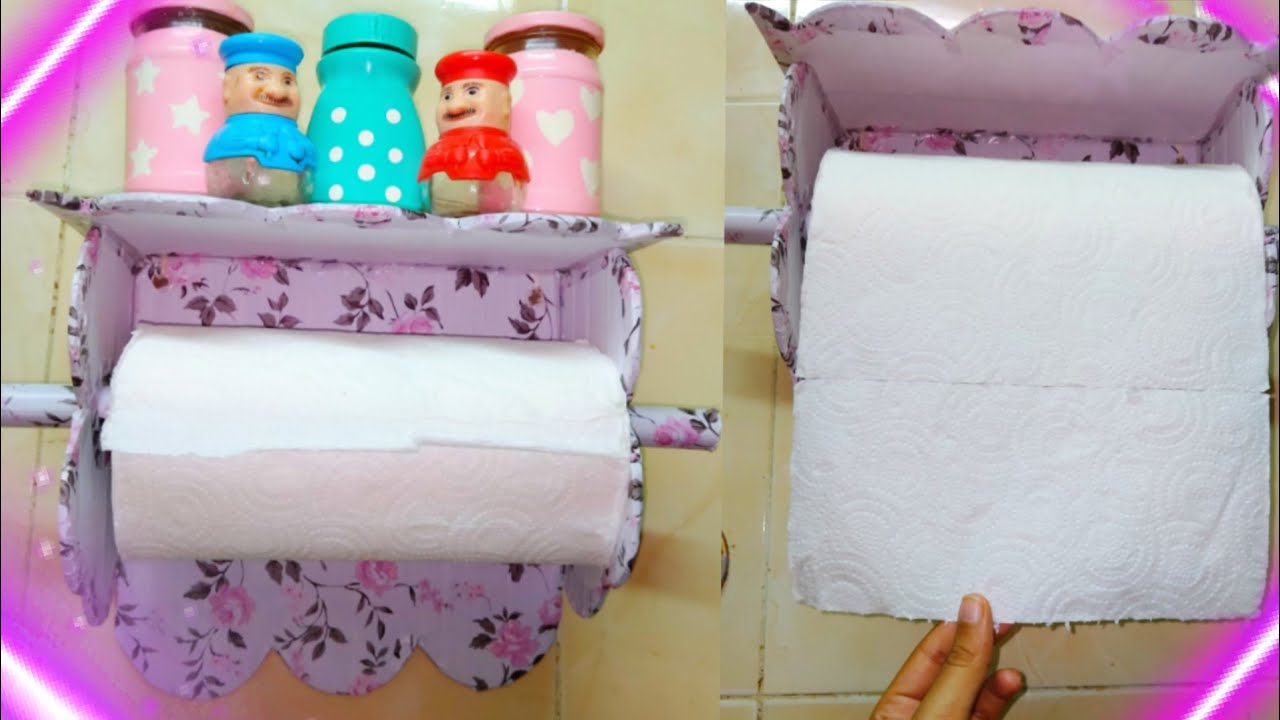 طريقه عمل حامل لمناديل المطبخ 🧻🍴سهل التركيب والتنظيف😉👍بأسهل طريقه⁦❤️⁩