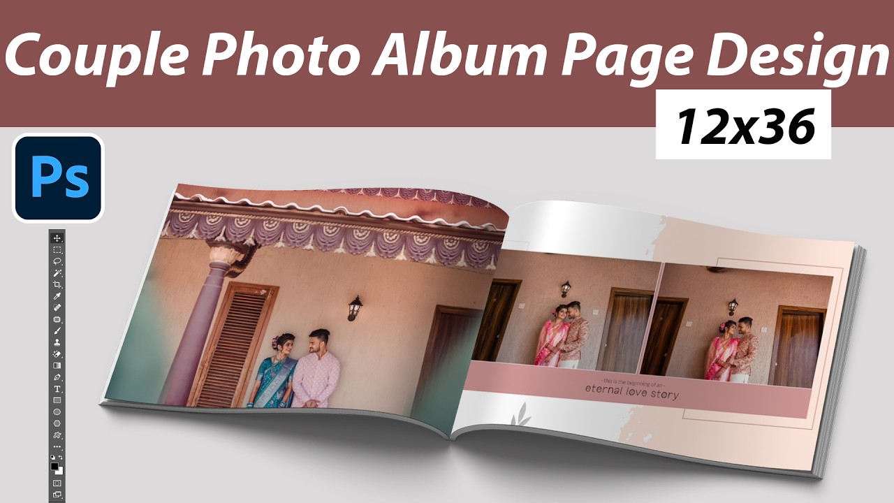 Beautiful Couple Wedding Album Page Design in Photoshop